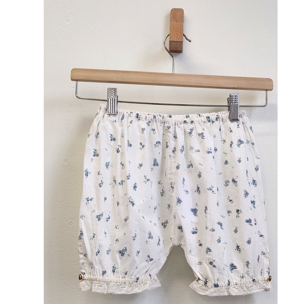 Louis Louise Paris Baby Floral Cotton Bloomers Lace Trim White Blue Size 18M NWT